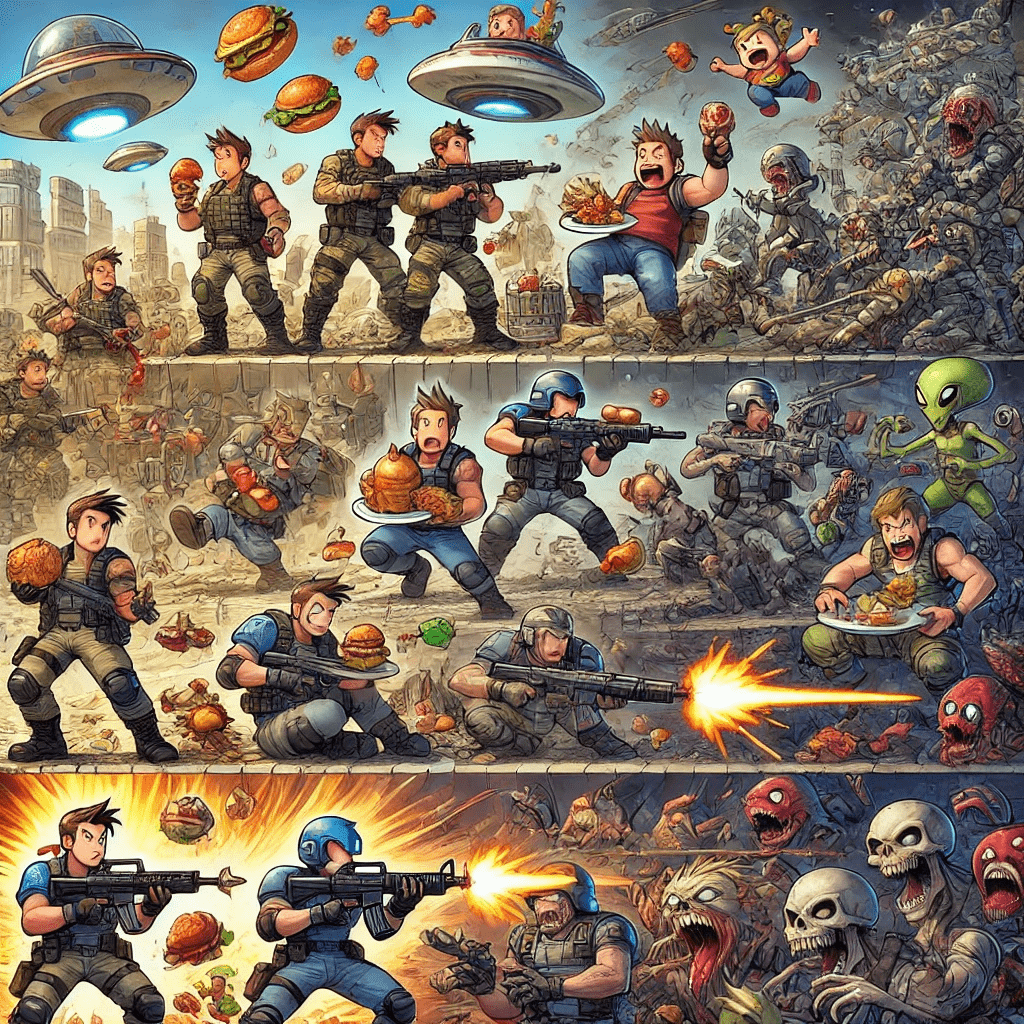 Metal Heros Facing enemy horde